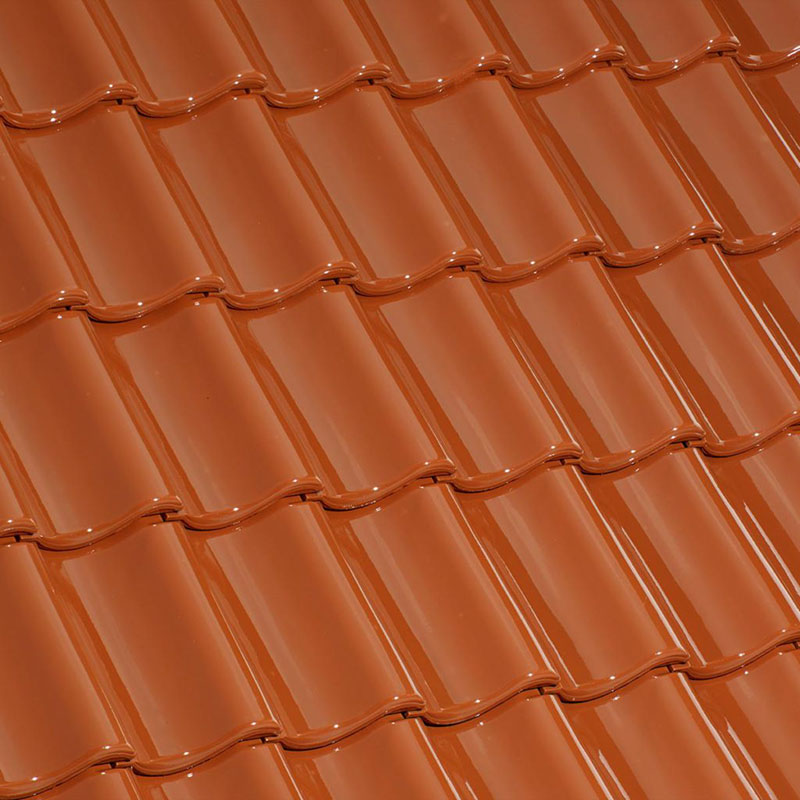 Ziegelfarben - Dachziegeloberfläche: Laumans Dachziegel IDEAL VARIABEL in Farbe Nr. 114 – ockerbraun