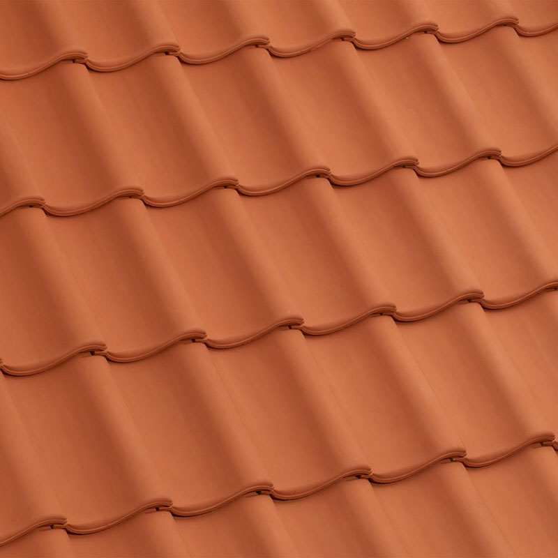 Ziegelfarben - Dachziegeloberfläche: Laumans Dachziegel IDEAL VARIABEL in Farbe Nr. 11 – naturrot