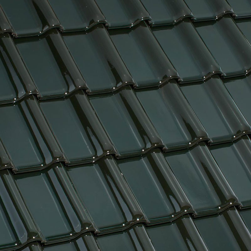 Ziegelfarben - Dachziegeloberfläche: Laumans Dachziegel TIEFA XLTOP® in Farbe Nr. 121 – malachitgrün